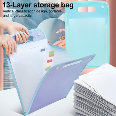 Expanding File Folder A4 13 Compartment Translucent File Case with Handle Waterproof