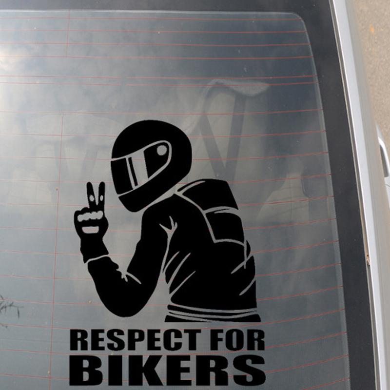 1 stk RESPEKT FOR MC-FØRERE Motorsykkel Bil Klistremerke Avtakbare Klistremerker 3D Reflekterende Klistremerker Dekaler 15x11CM Motorsykkel Klistremerke