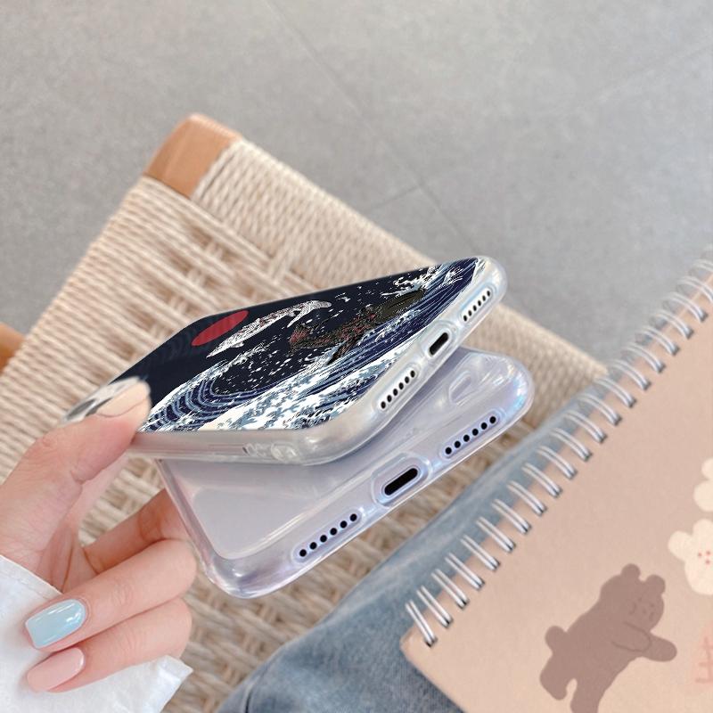 Luxury White Crane Case For iPhone Samsung A55 M34 S24 Xiaomi Redmi 13 Pro 14C Huawei Honor Shockproof Phone Bumper TPU Anti-Scratch Clear Back Cover