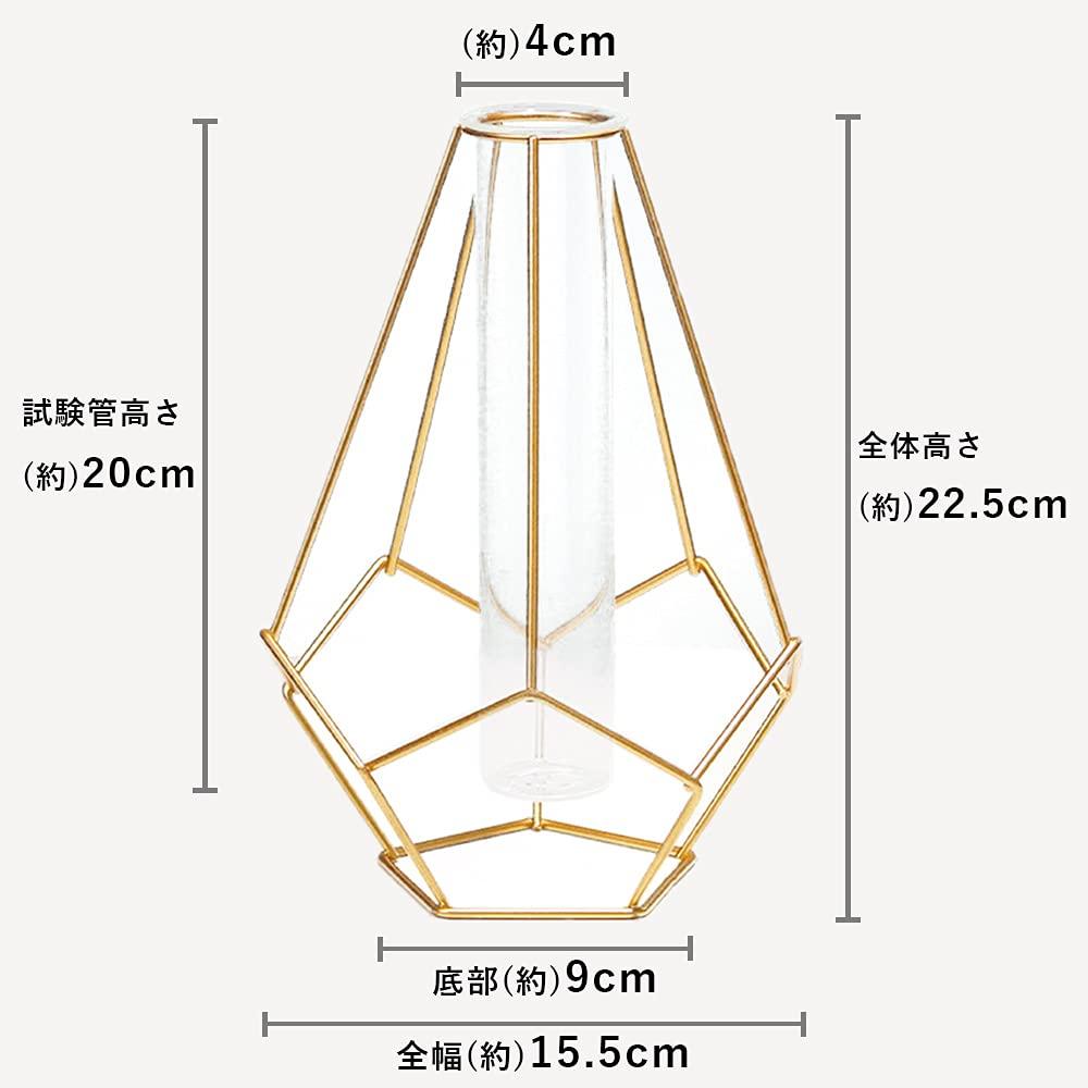 Stylish Nordic Gold Glass Flower Vase, Cute Large, Perfect for Dried Flowers, Interior Decor, Simple Geometric Design