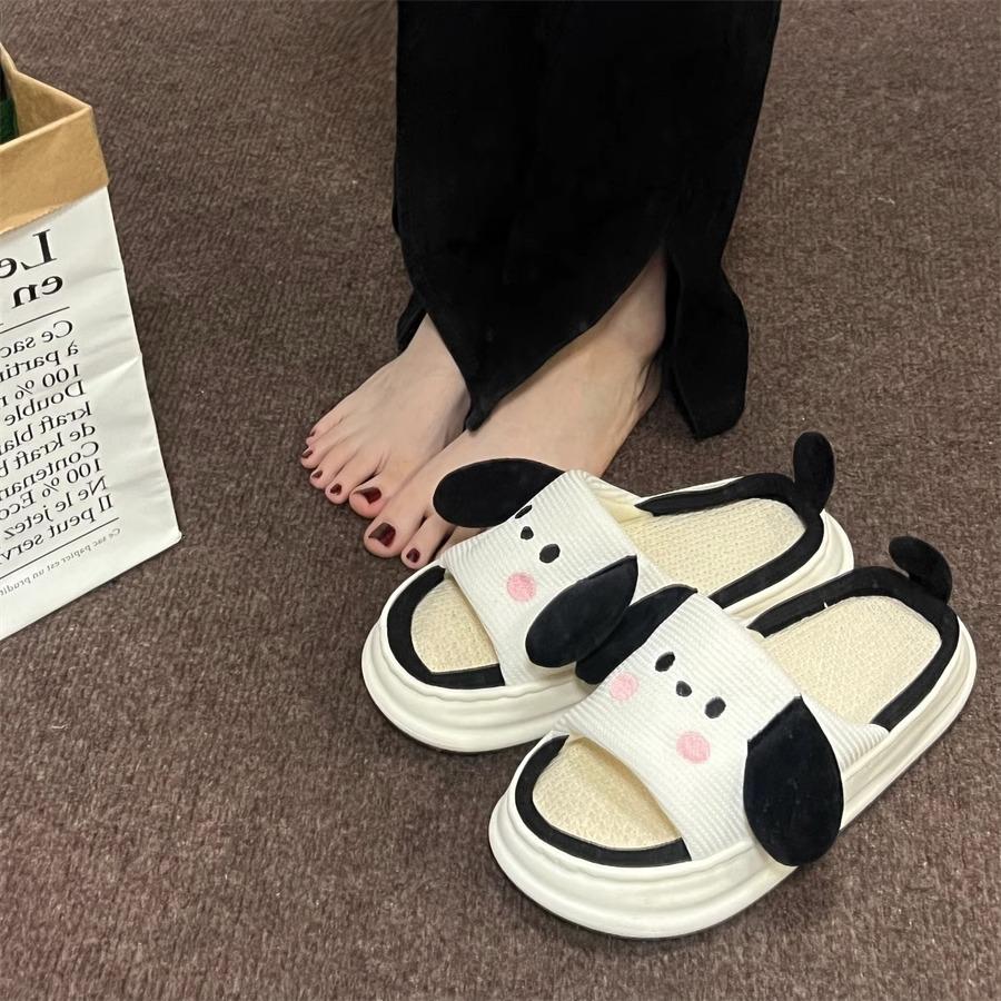 

New linen slippers women s summer thick bottom out summer wear fashion four seasons 40/41