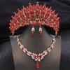 Royal Queen Champagne Tiaras and Crowns Bridal Jewelry Sets for Women Wedding Crown and necklace earrings Tiara Set Accessories