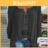 Elegant Plus Size Women Boho Long Sleeve Blouse Baggy Tops With V Neck Design