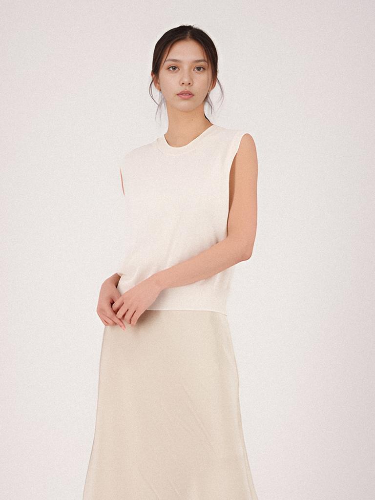 ACUD Linen Round Neck Sleeveless Knit _Ivory