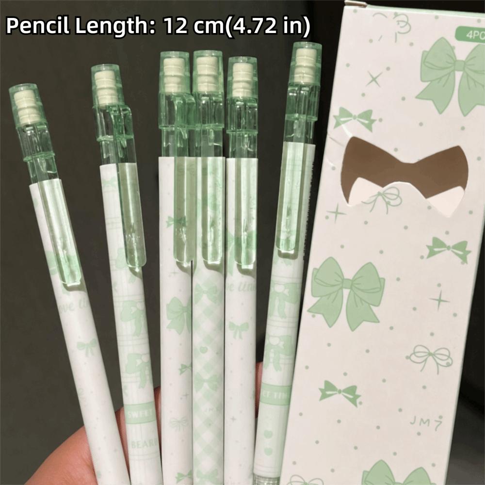 4PCS/Set Bow Series 2B Pencils with Eraser Top Writing Pencils Kawaii Automatic Pencils Gift