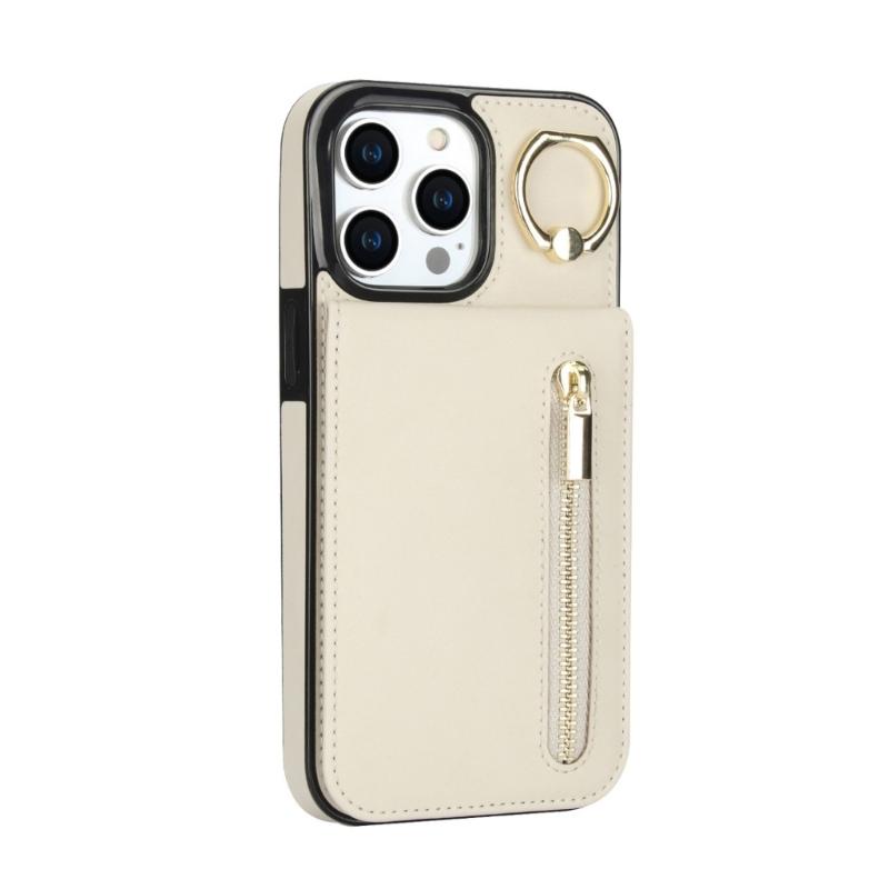 Cover for Phone16 Series Rings Stand Case with Card Slot Holder and Kickstand Leather Wallet Case