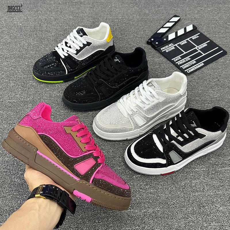 Men's Premium Rhinestone Casual Shoes Men's Fashio N Flat sneakers.Luxury Skateboard Shoes A8