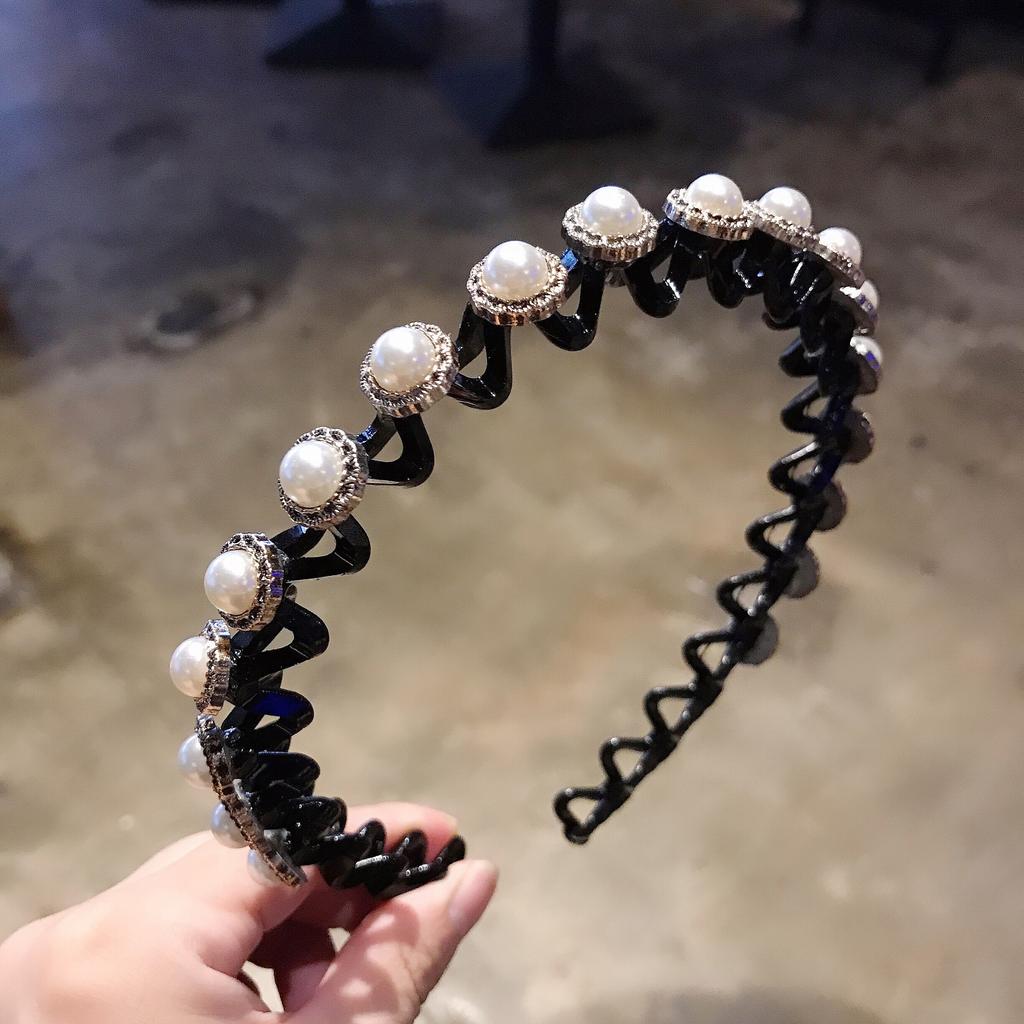 Non-Slip Rhinestone Hairbands Elastic Flower Fashion Pearl Women Hair Hoop Bands Headband Bezel Girls Hair Accessories Headdress