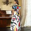 Women Plus Size V Neck Short Sleeve Printed Straight Long Dress
