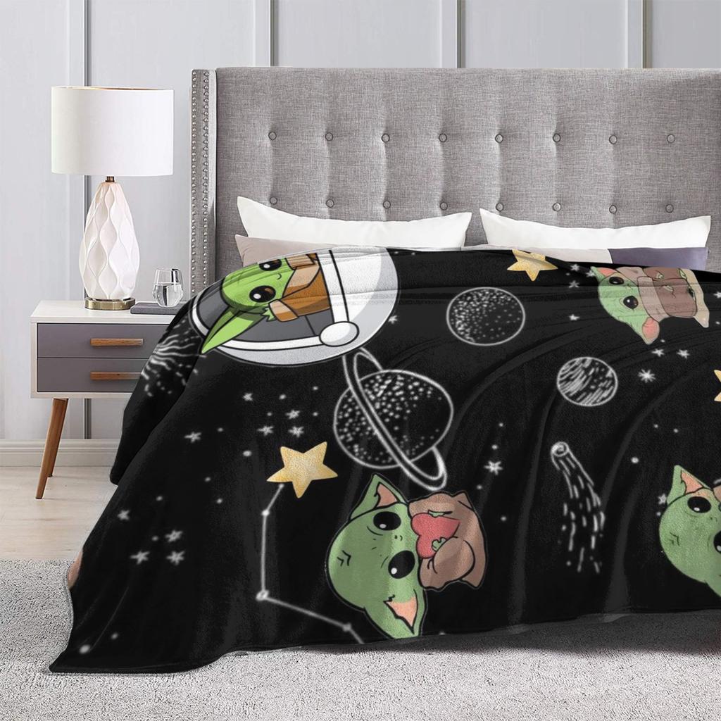 Grogu W-Warss Baby Yodas Blankets  Camping Flannel Throw Blanket For Living Room Warm Custom DIY Quality Bedspread