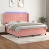Exclusive House - Slatted Bed Base Mattress and LED Pink 160x200 Cm Velvet