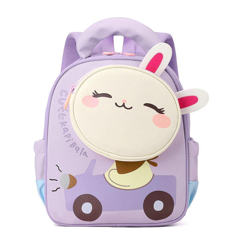 

Cartoon Bunny Kids Backpack For Preschool Girls And Boys With Nylon Material And 10in Laptop Storage Purple