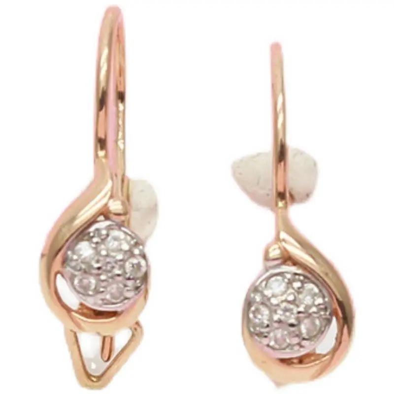 Exquisite Purple Gold Inlaid Zircon Earrings Simple Light Luxury Russian 585 Rose Gold Plated Fashion Colored Gold Earrings
