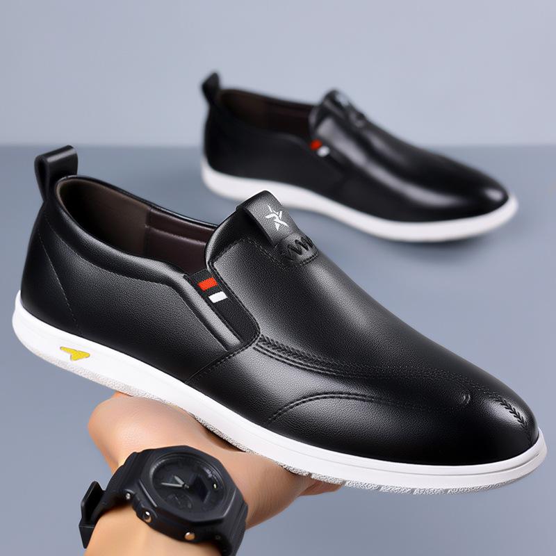 Fashion New Round Head Men's Casual Shoes Solid Color Business Fashion Loafers for Men Spring Autumn Leather Designer Shoes Male
