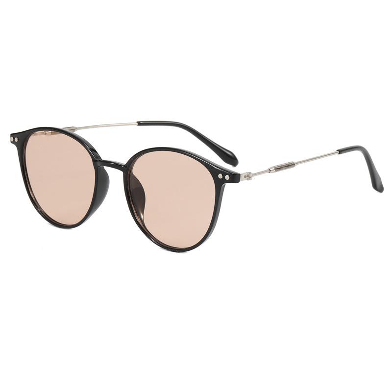 Premium Ins Internet Celebrities Plain Face Cold Brown Frame Blush Sunglasses Xiaohongshu Girl Style Sun Protection Sunglasses