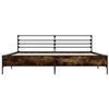 Bed Frame Smoked Oak 200x200 cm Wood Based Material and Metal