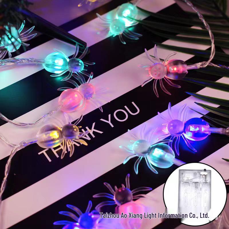 Halloween LED String Lights - Pumpkin, Spider, Ghost, Horror Decor, Marigold Colored Small Lights