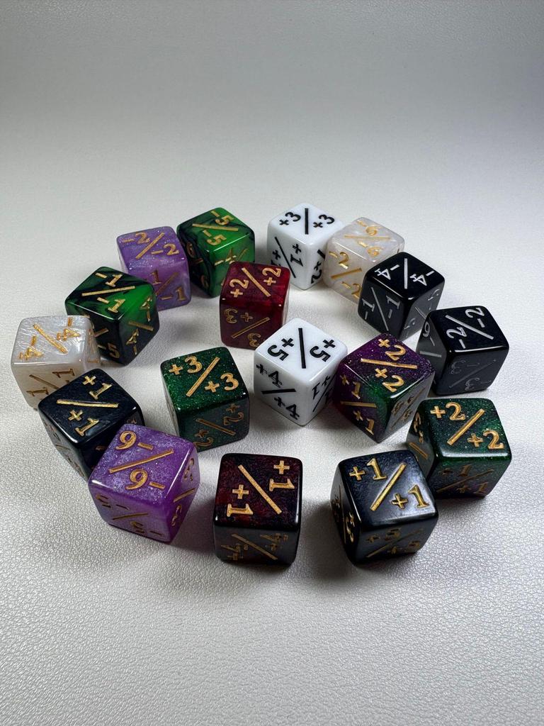 16mm Acrylic Dice for Adding and Subtracting 1-6 in Board Games and Educational Role-Playing
