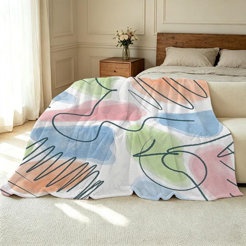 Ultra-Soft Flannel Throw Blanket | Abstract Art Simple Solid Color, Cozy Warm with Fresh Colors for Home Leisure, Nap, Christmas & Halloween