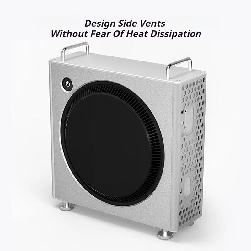 

For Mini M4/M4 Pro 2In1 Design Aluminum Alloy Vertical Stand With Heat Dissipation Dustproof Shockproof Protective Case срібний