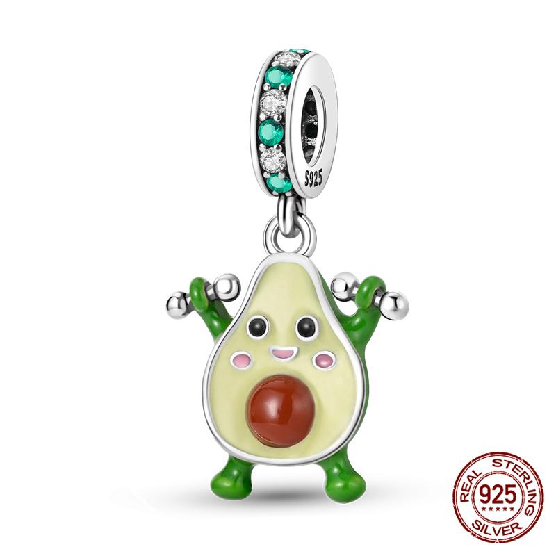 Originální přívěsek Měděný ovocný série Avokádo a Třešeň Přívěsky Korálky Pasuje na 3mm Originální náramek Náhrdelník Dámské DIY Šperky Dárek