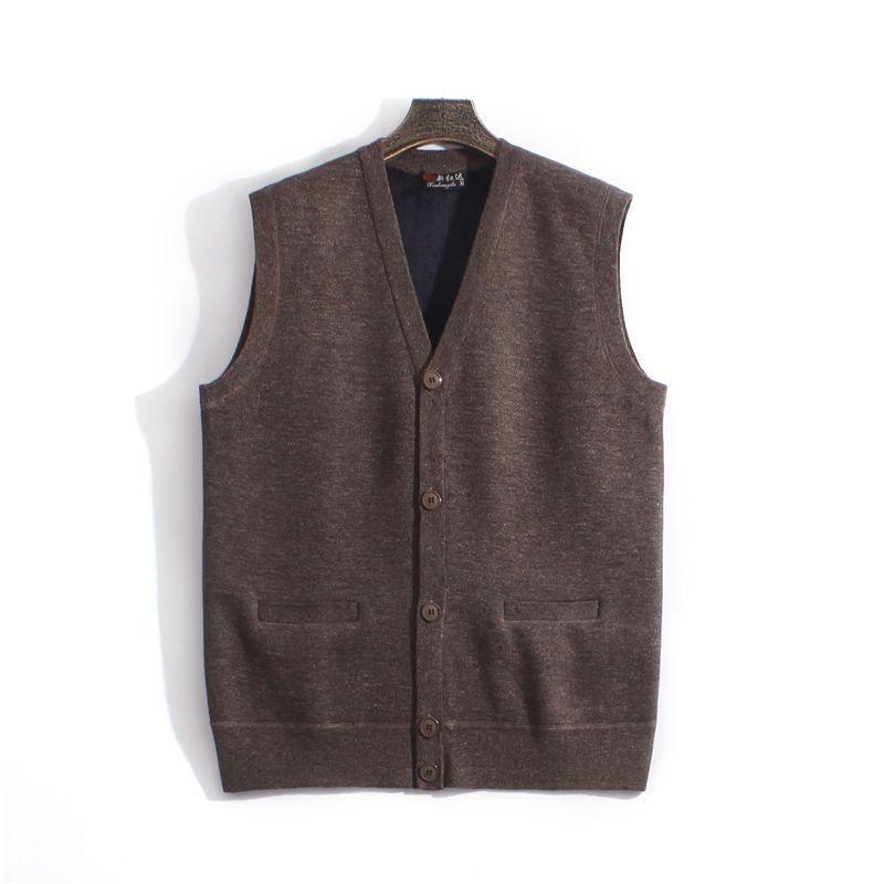 Gilet Ispessito da Uomo Anziano di Mezza Età Gilet Maglione Autunno Inverno Scollo a V Cardigan Gilet Maglia di Lana