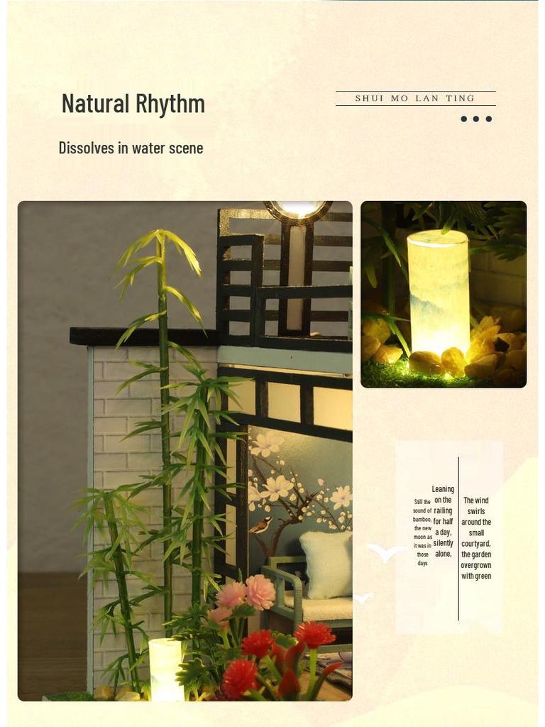 Jiate DIY Ink Lan Pavilion Creative Art House Model Toy Gift