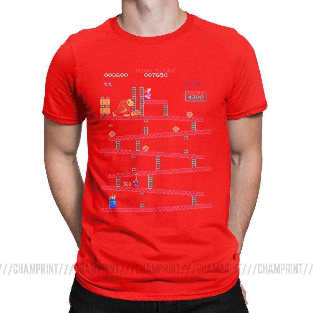 Donkey Kong TShirts Men Arcade Game Collage Vintage Pure Cotton Tees Crew Neck Short Sleeve Retro T Shirt Plus Size Funny Tops