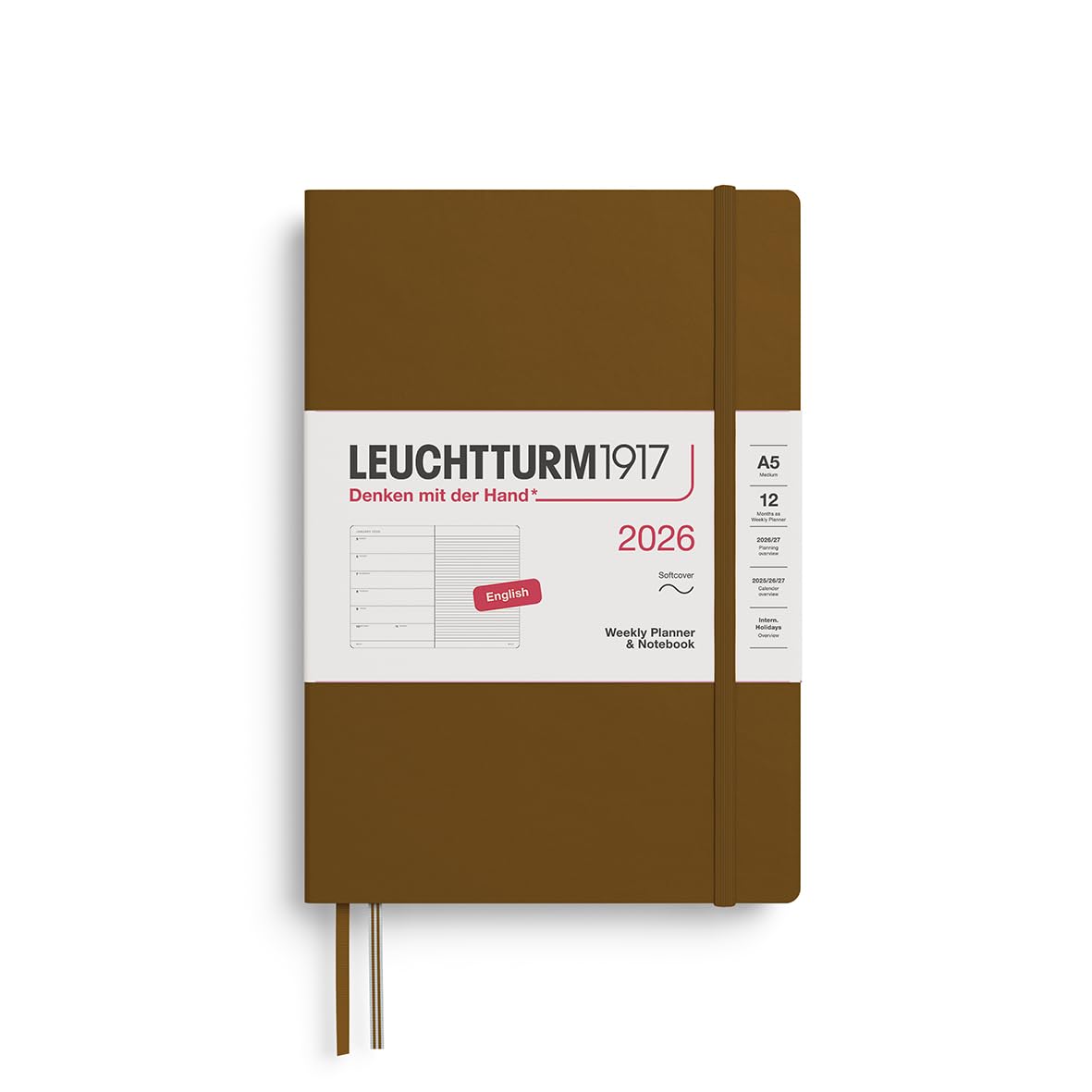 LEUCHTTURM1917 Notebook 2026 January Start A5 Weekly Soft Spice Braun 372683