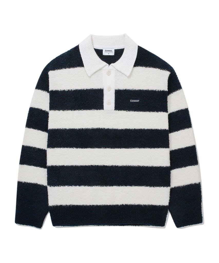 COVERNAT Boucle Yarn Rugby Knit Dark Navy