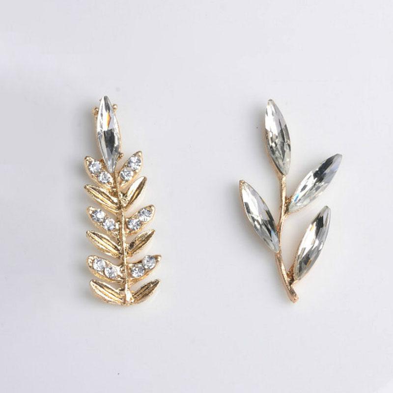 Engood 100Pcs Bamboo Rhinestones Branch Leaves Button Sewing Trim Embellishments Craft Buckle DIY Hair Wedding Bridal Decoration