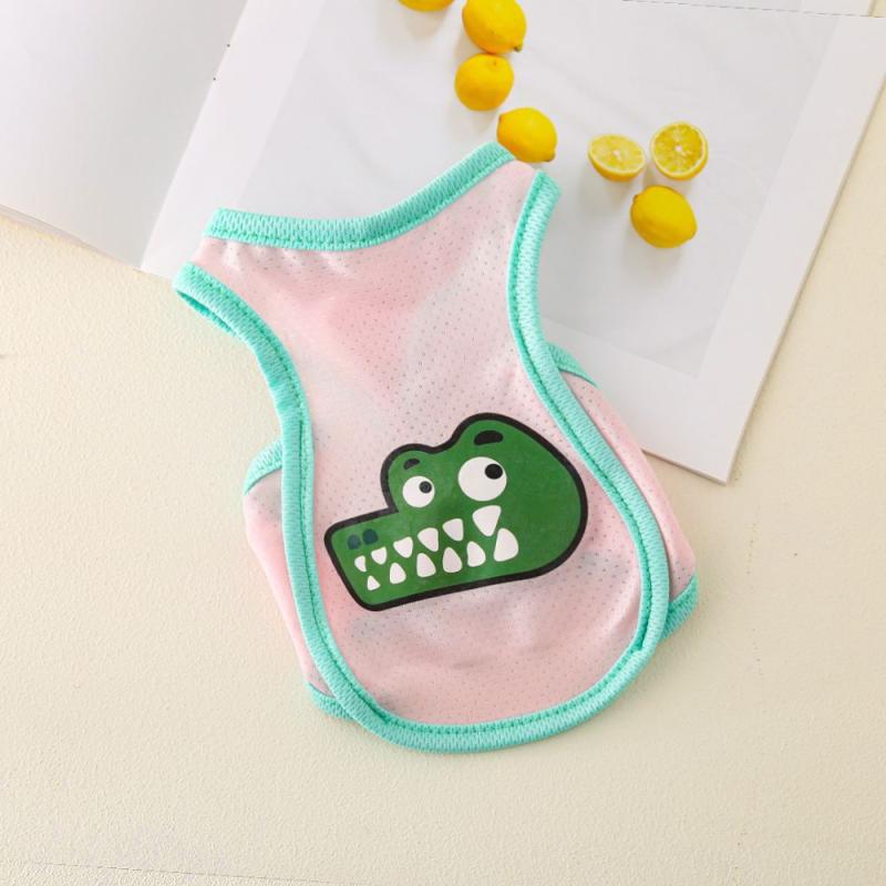 Pet Cat Dog Summer Cartoon Pattern Cool Breathable Cooling Ice Silk Vest Outdoor Tank Top Lightweight Outdoor Cool Clothes