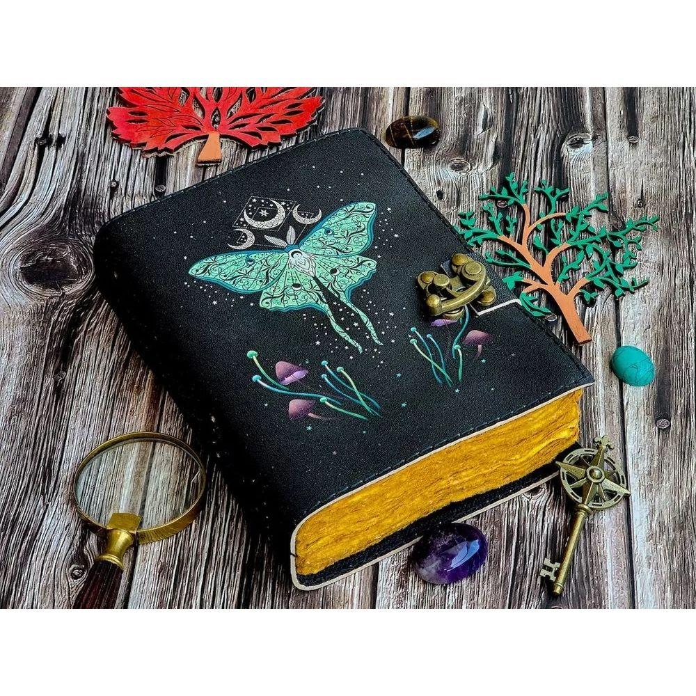 Δερμάτινο ημερολόγιο Μάγος ξορκιών Γάτα Βιβλίο Κενό Σημειωματάριο Βιβλίο Σκιών Wiccan