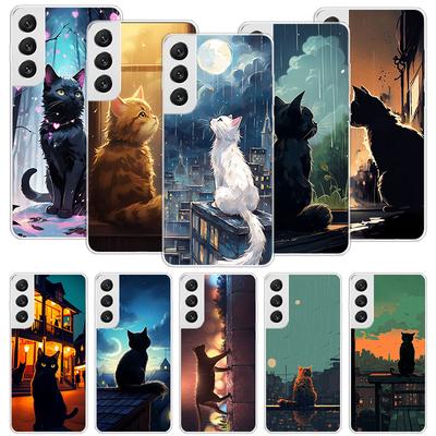 Anime-Katzen-Regen-Tier-Handyhülle für Samsung Galaxy S26, S25 Edge, S24, S23 FE, S22 Ultra, S21 Plus, S20 + Fundas Cover Coque Galaxy S