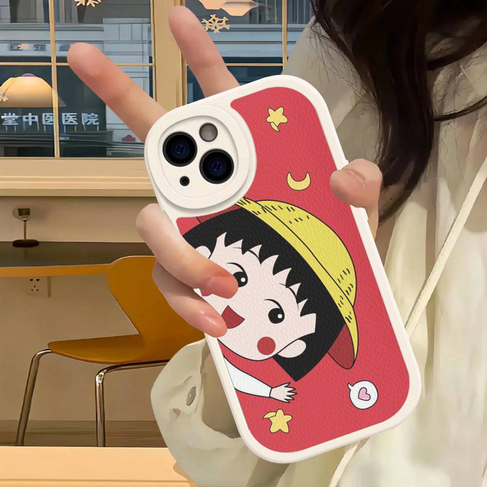 Anime Chibi Maruko Chan Phone Case For IPhone 16 15 14 13 12 11 Pro Max Plus Leather Cover