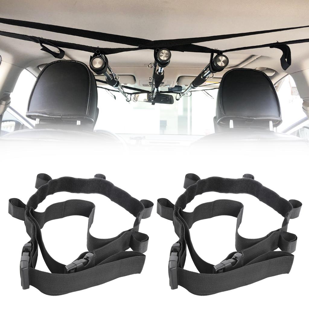 2pcs Vehicle Fishing Pole Carrier Adjustable Fixing Car Fishing Rod Holder Strap Portable Rack