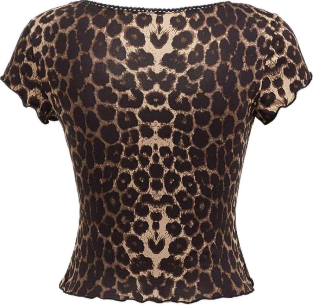 [USED] Leopard print T-shirt Y2K fairy grunge Heisei gal