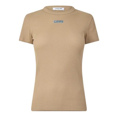 Lacoste Womens/Ladies Ribbed Fleece Crew Neck T-Shirt