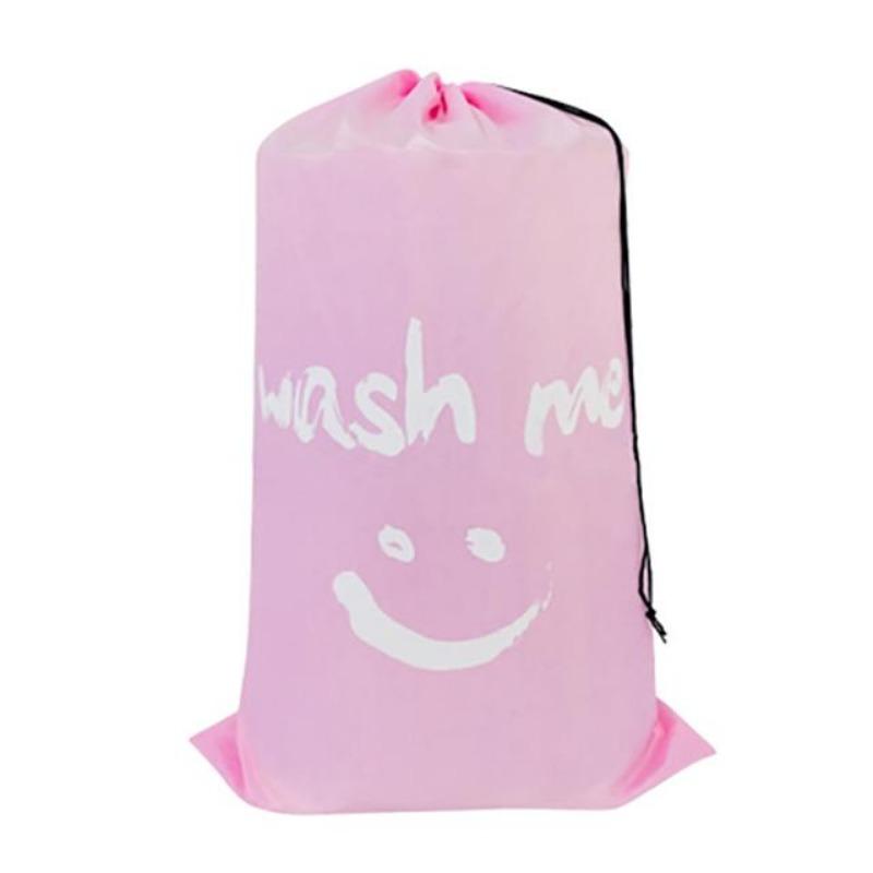 Smile Shape Nylon Laundry Bag Wash Me Travel Storage Pouch Machine Washable Dirty Clothes Organizer Wash Drawstring Bag