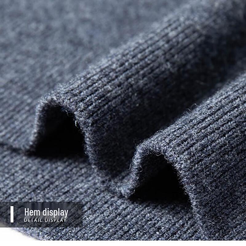 Hengyuanxiang Men's 100% Merino Wool Semi-High Collar Sweater