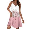 Lässiges Sommerkleid für Damen mit Taschen, Sommer-Boho-Strandkleid, Urlaubskleider für Damen, V-Ausschnitt, Knöpfe, lockere Tank-Kleider