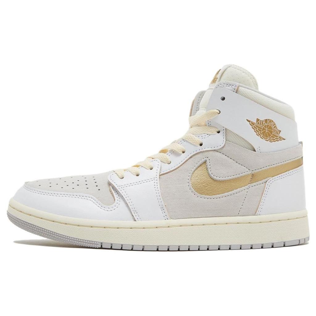Air Jordan 1 High Zoom Comfort 2 FIBA Unisex Sneakers White Neutral-Grey Metallic-Gold DV1307-107