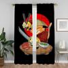 Sushi Cat Curtains for Bedroom Blackout Curtain for Room 2 Panel Shades Partition Halloween Decoration Home Interior Curtains