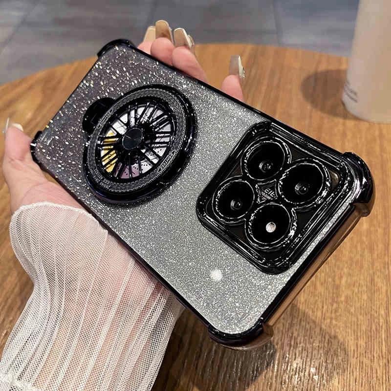 Note13 Plating Rotate Gyro Holder Case For Xiaomi Redmi Note 13 12 11 Pro 13pro 4g 5g 10 10s 9 9s Silicone Stand Cover Note13pro