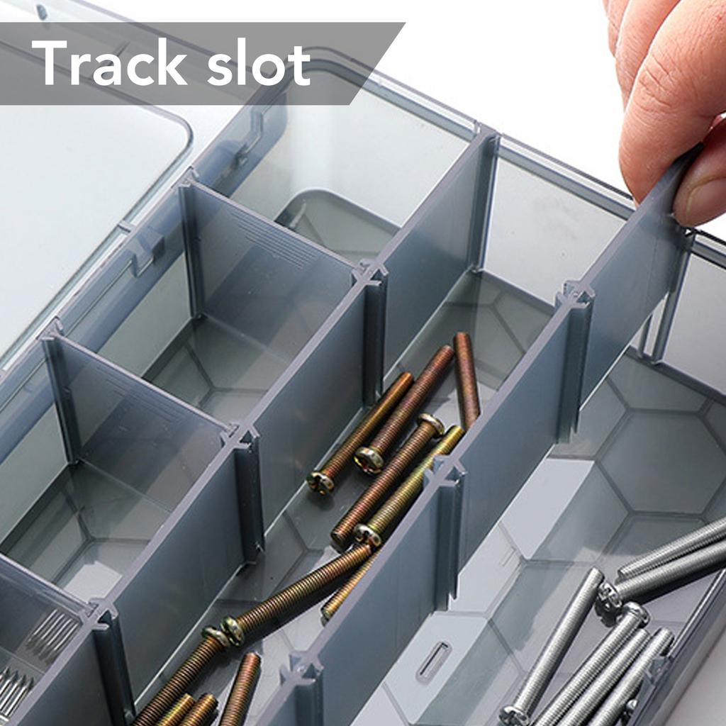 Multi Compartment Parts Box Removable Divider Transparent Plastic 18 Grids Hardware Storage Box for