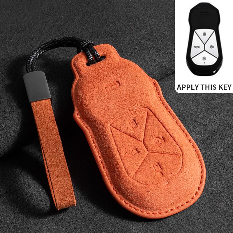 Suede Leather Car Remote Key Case Cover for Xiaopeng Xpeng P7 P7i P5 G3 G3i G9 G6 Car Key Fob Shell Holder Keychain Accessories