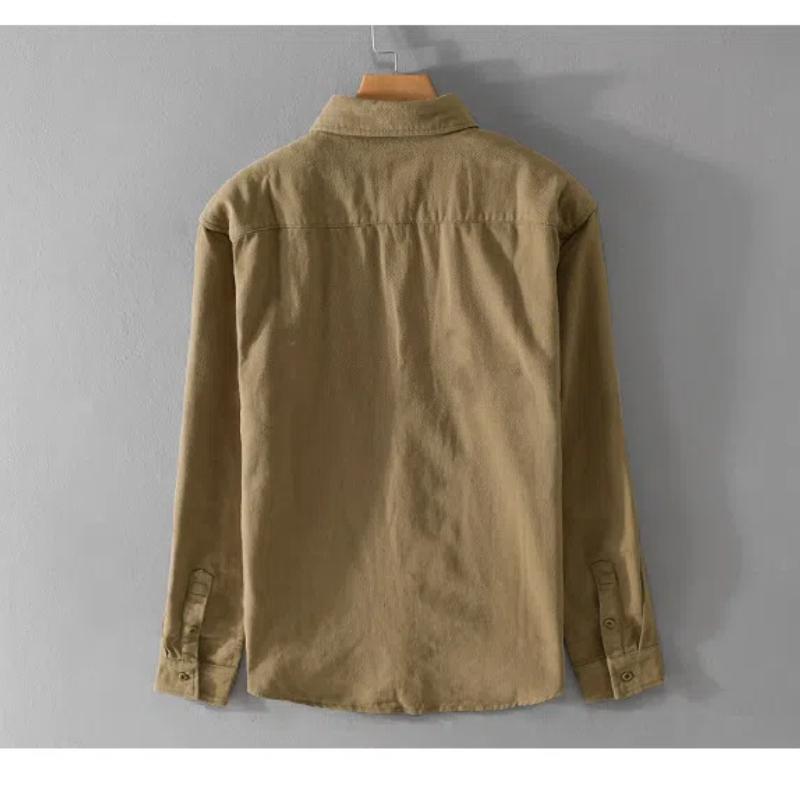 Autumn Cargo Shirts for Men Lapel Collar Double Pockets Long Sleeve Casual Shirt Youth Popular Pure Cotton Comfortable Top Nice Quality