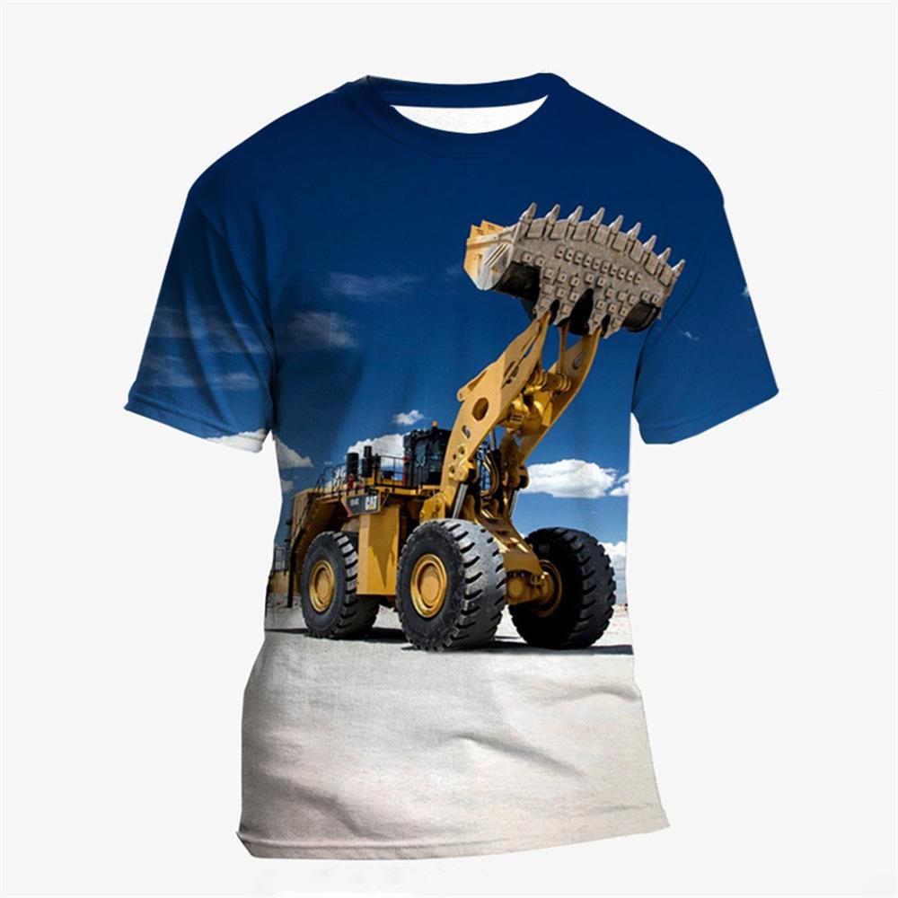 

Детская одежда Детская одежда Футболка с принтом трактора для малышей с короткими рукавами Модные футболки с круглым вырезом 2024 Детская летняя одежда 110