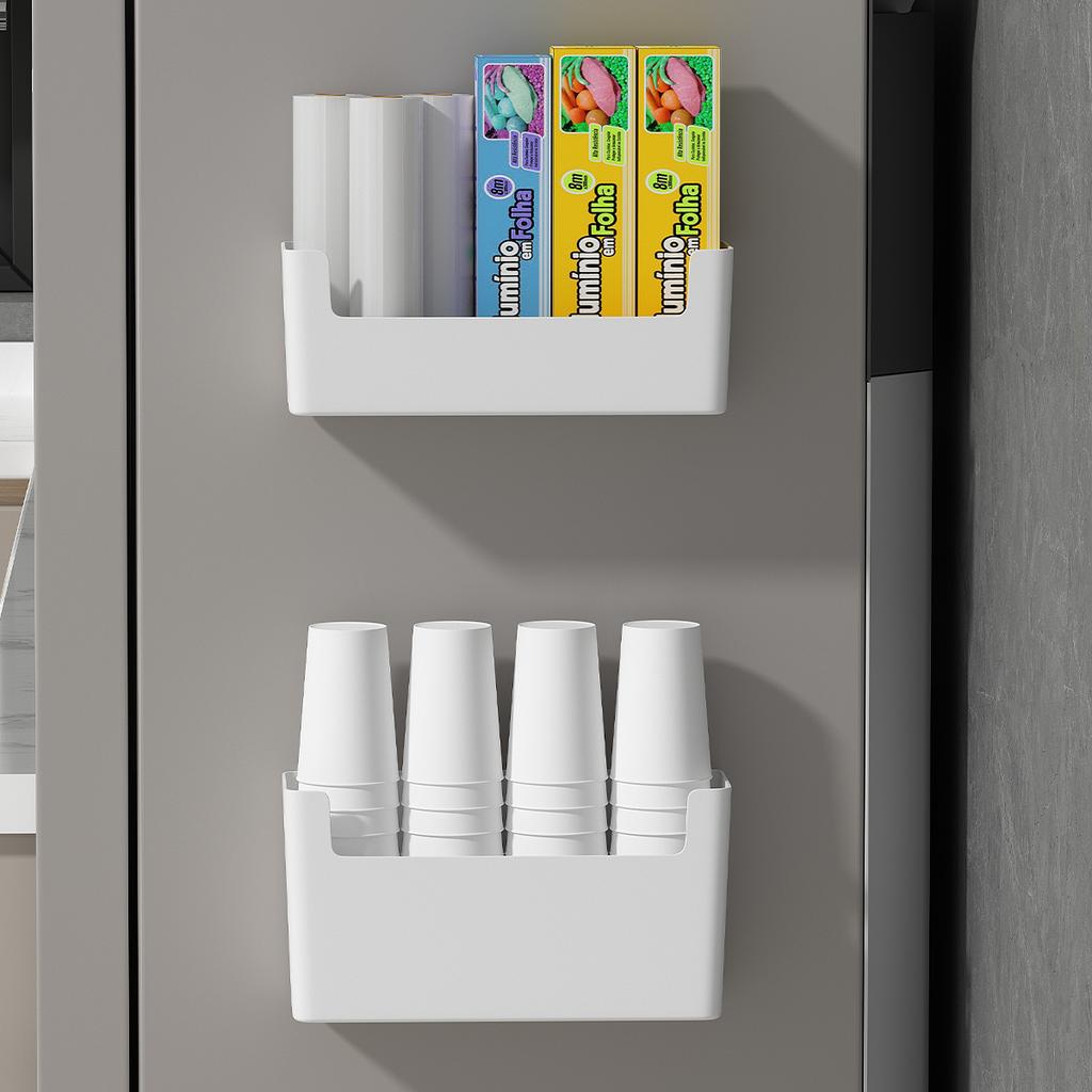 Wall Mounted Cabinet Plastic Storage Rack Multifunctional Punch Free Fridge Door Storage Holder Kitchen Storage Organiz