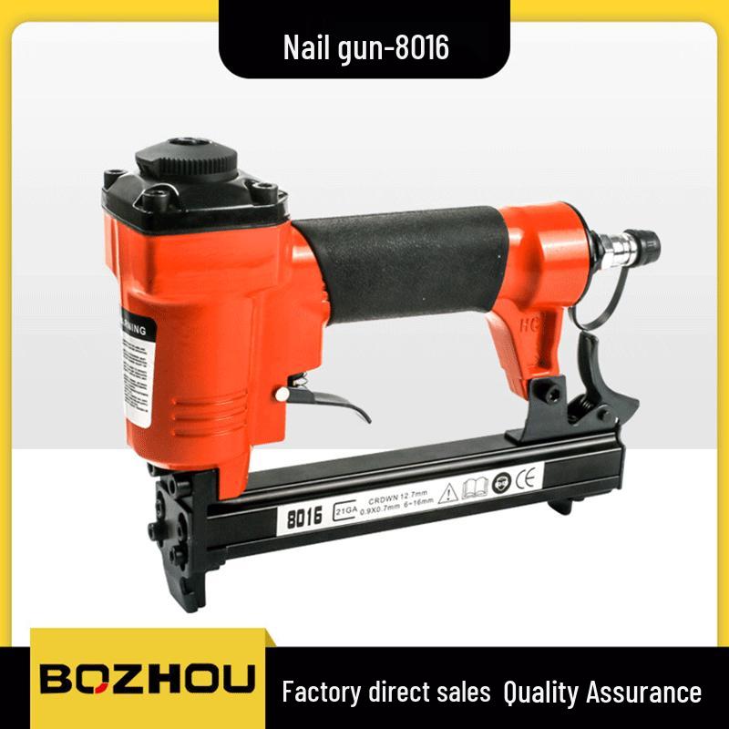 Nail Gun-8016 Pneumatic Stapler for Steel Strip Nails - Ideal Woodworking & Decoration Tool